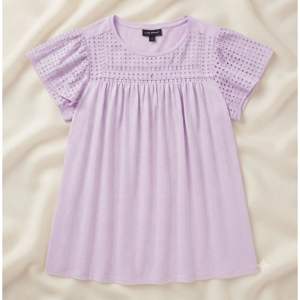 Lane Bryant Women’s 18/20 Eyelet Flutter Sleeve Top Lavender Purple Boho Blouse